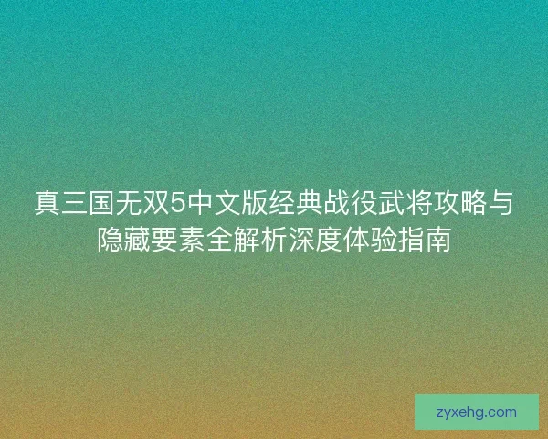 真三国无双5中文版经典战役武将攻略与隐藏要素全解析深度体验指南 真三国无双5中文版经典战役武将攻略与隐藏要素全解析深度体验指南