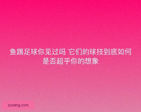 鱼踢足球你见过吗 它们的球技到底如何是否超乎你的想象